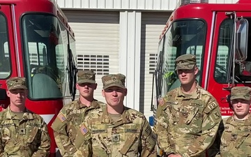 Deployed Nebraska National Guard firefighters shout out to Nebraska Cornhuskers