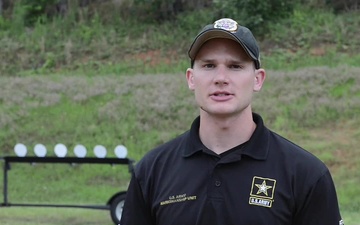 U.S. Army Marksmanship Action Shooting Team Sgt. Jacob Hetherington does a Veterans Day greeting.