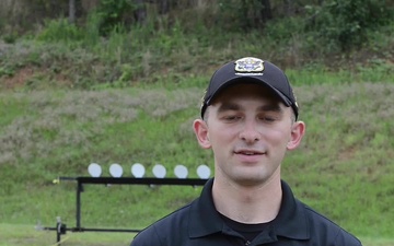 U.S. Army Marksmanship Unit Action Shooting Team member Spc. Dexter Bradley gives a Veteran's Day greeting.