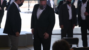 Mike Pompeo, United States Secretary of State, speaks at a press conference in Greece