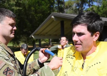 Sumpter Smith Aircrew perform water survival training at Oak Mountain State Park