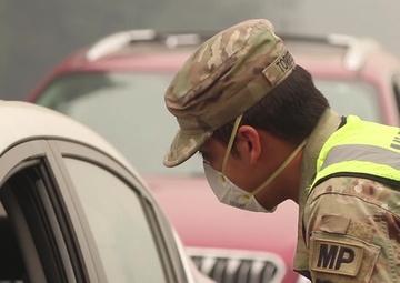 Oregon National Guard assist with wildfires at a traffic control point
