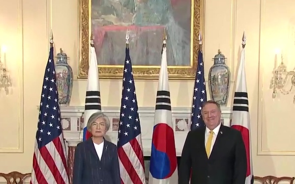Secretary of State Michael R. Pompeo hosts a working lunch for Republic of Korea Foreign Minister Kang Kyung-wha, at the Department of State