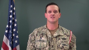 Petty Officer 1st Class Jeremey Barnum shares a Veterans Day message with veterans