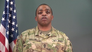 Staff Sgt. Jeremy Taylor sends a Veterans Day message to veterans
