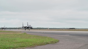 F-15 fighter jets return from storm evacuation