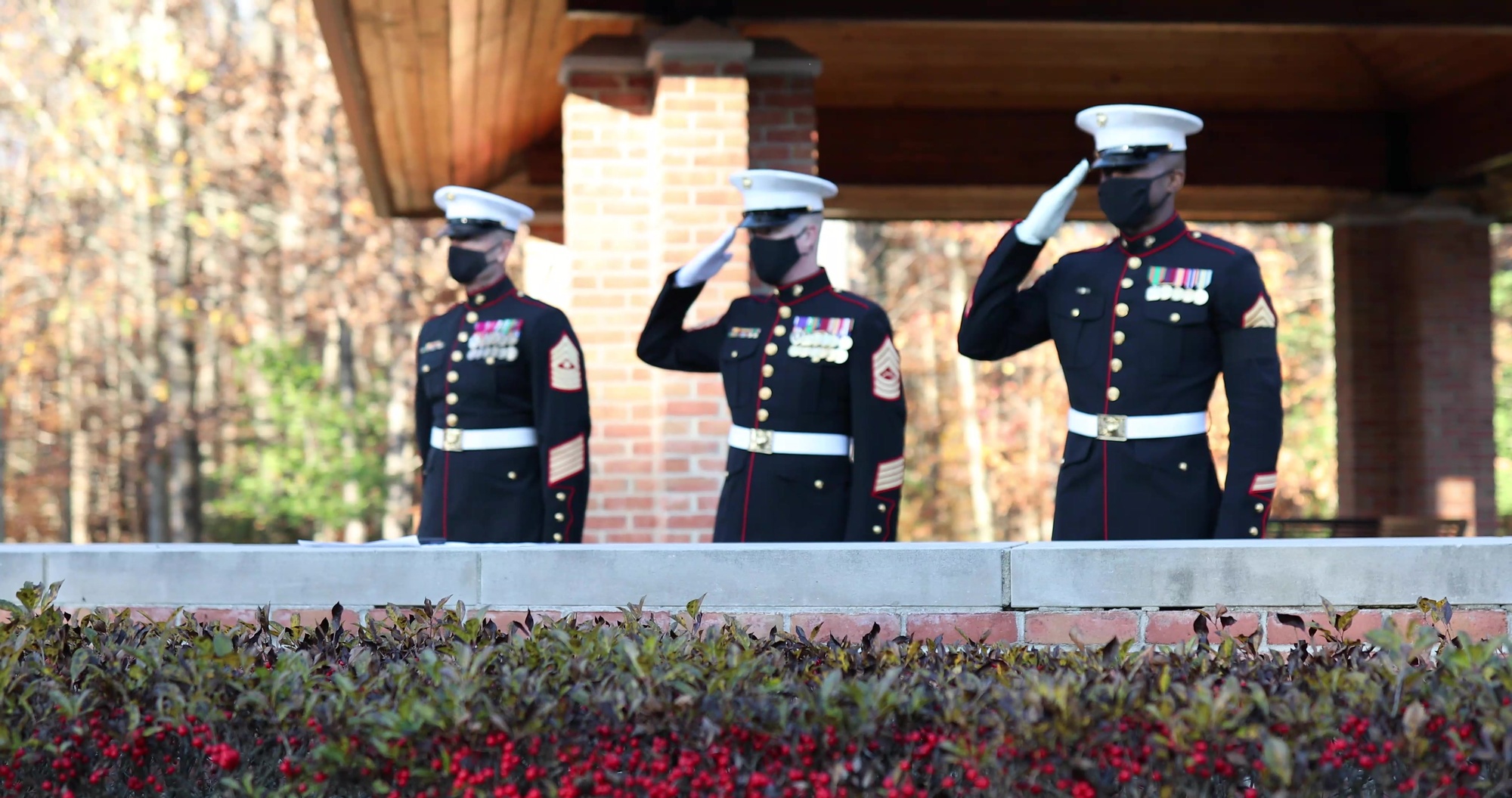 U.S. Marine Corps Sgt. Maj. Christopher J. Adams, Marine Corps Base Quantico Sergeant Major, participates in the Sgt. Maj. Black Wreath Laying Ceremony at Quantico National Cemetery Nov. 10, 2020. The ceremony is held annually in remembrance of Sgt. Maj. Henry H. Black, 7th Sgt. Maj. of the Marine Corps. (U.S. Marine Corps Video by Lance Cpl Addysyn H. Tobar)