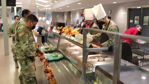 Fort McCoy 2020 Thanksgiving Meal serving at Noncommissioned Officer Academy Dining Facility, Part I