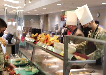 Fort McCoy 2020 Thanksgiving Meal serving at Noncommissioned Officer Academy Dining Facility, Part I