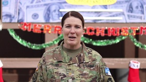 Maj. Sarah Jacobs, Mt. Pleasant, IA, gives Christmas shout out