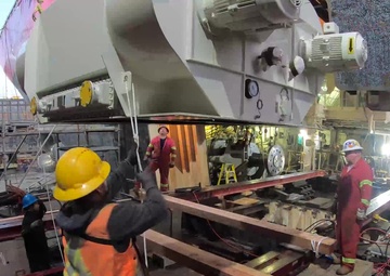 U.S. Coast Guard Cutter Healy propulsion motor replacement timelapse