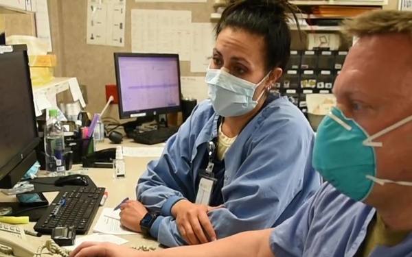 U.S. Air Force nurses with the 62nd Medial Brigade work at Sanford Health Bismarck, Bismarck, N.D., Nov. 30, 2020.