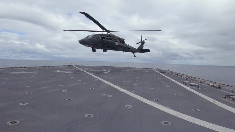 JTF-Bravo performs deck landing qualifications on USS Comstock (LSD 45)