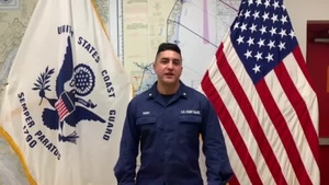 A U.S. Coast Guard member from Sector Delaware Bay sends a holiday message for the 2020 Armed Forces Bowl