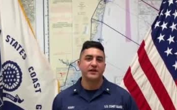 A U.S. Coast Guard member from Sector Delaware Bay sends a holiday message for the 2020 Armed Forces Bowl