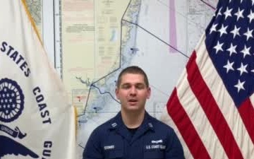 A U.S. Coast Guard member from Sector Delaware Bay sends a holiday message for the 2020 Armed Forces Bowl