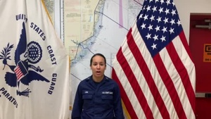 A U.S. Coast Guard member from Sector Delaware Bay sends a holiday message for the 2020 Armed Forces Bowl