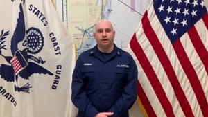 A U.S. Coast Guard member from Sector Delaware Bay sends a holiday message for the 2020 Armed Forces Bowl