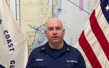 A U.S. Coast Guard member from Sector Delaware Bay sends a holiday message for the 2020 Armed Forces Bowl