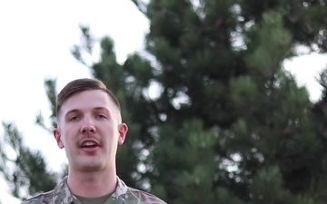 Staff Sgt. Tyler Mathis, Salina, KS, delivers a Christmas message