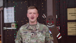1st Lt. Trey Roosa, Sioux CIty, IA, delivers a Christmas message