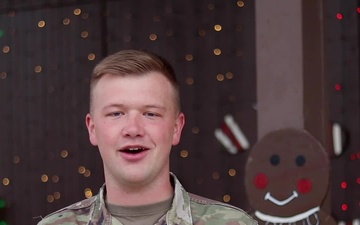 1st Lt. Trey Roosa, Sioux CIty, IA, delivers a Christmas message