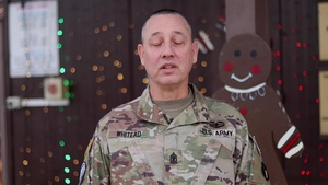 1st Sgt. Brian Whitead, Sioux City, IA, delivers a Christmas message