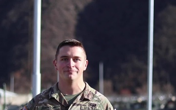 2nd Lt. Alan Johnson, Baxter, IA, delivers a Christmas message