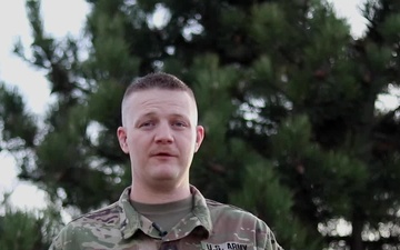 2nd Lt. Cale Yates, Underwood, IA, delivers a Christmas message