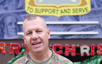 Chaplain Cory Van Sloten, Maurice, IA, delivers a Holiday message