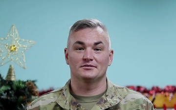 2nd Lt. Lucas Boylan, West Point, IA, delivers a Christmas message