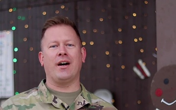 Sgt. Derrick Colyer, Sioux City, IA, delivers a Christmas message