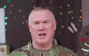 Sgt. 1st Class Jeffery Ham, Sioux City, IA, delivers a Christmas message