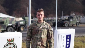 Sgt. Brian Raskie, Albia, IA, delivers a Christmas message