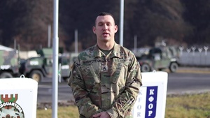Sgt. 1st Class Joshua McCaffery, Bondurant, IA, delivers a Christmas message