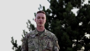 Sgt. Jordan Maxon, Sioux City, IA, delivers a Christmas message