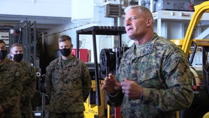 Steel Knight 21: 1st Marine Division Commanding General visits 5th Marine Regiment aboard USS Essex (B-Roll)