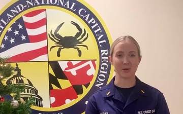 A U.S. Coast Guard member from Sector Maryland sends a holiday message for the 2020 Armed Forces Bowl