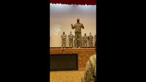 1st Armored Division  Command Sgt. Maj Williams Speaking after Sharp Training during People First Action Week
