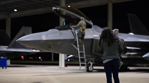 F22 Raptors Return to Joint Base Langley-Eustis (Night)