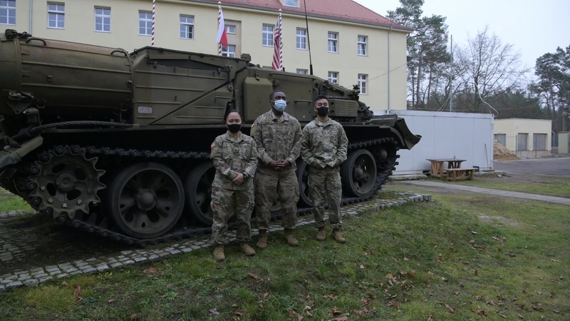 Alaska Army National Guard Soldiers at the forwarding operating base in Zagan, Poland wish their friends Happy Holidays.