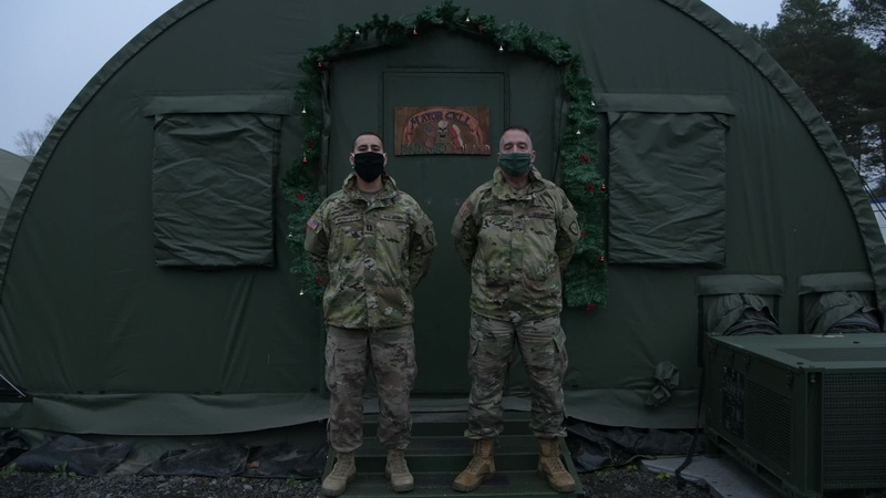 Alaska Army National Guard Capt. Anthony Montoya and Sergeant 1st Class Wayne Chaput wish their friends and family a Happy Holiday.