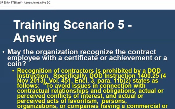 98th Leader Led Ethics Training