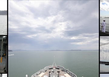 USS Emory S. Land Transits San Francisco Bay