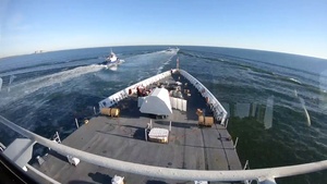 B-Roll USCGC Stone (WMSL 758) underway for first patrol south of Florida
