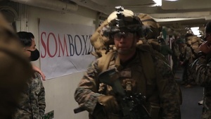 Bravo Company, BLT 1/4 Marines, Sailors conduct landing force rehearsals aboard USS Somerset