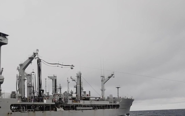 Coast Guard conducts fueling at sea operations with a Chilean oiler in the Pacific Ocean