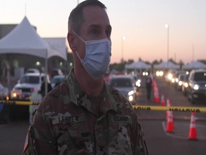 Arizona National Guard State Surgeon, Colonel Tom Leeper speaks about Arizona National Guard service members training volunteer-retired medical professionals to support a vaccination site.