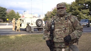 U.S. Army Soldiers with the Hawaii National Guard perform traffic security operations during the 59th Presidential Inauguration.
