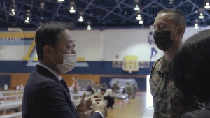 U.S. Marine Corps Col. Lance Lewis, Mayor Yoshihiko Fukuda observe Moderna COVID-19 vaccine distribution (B-Roll)